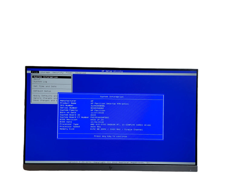 HP Pavilion Desktop 590 - p0xxx AMD A10 - 9700 RADEON R7, 10 COMPUTE CORES 4C θ