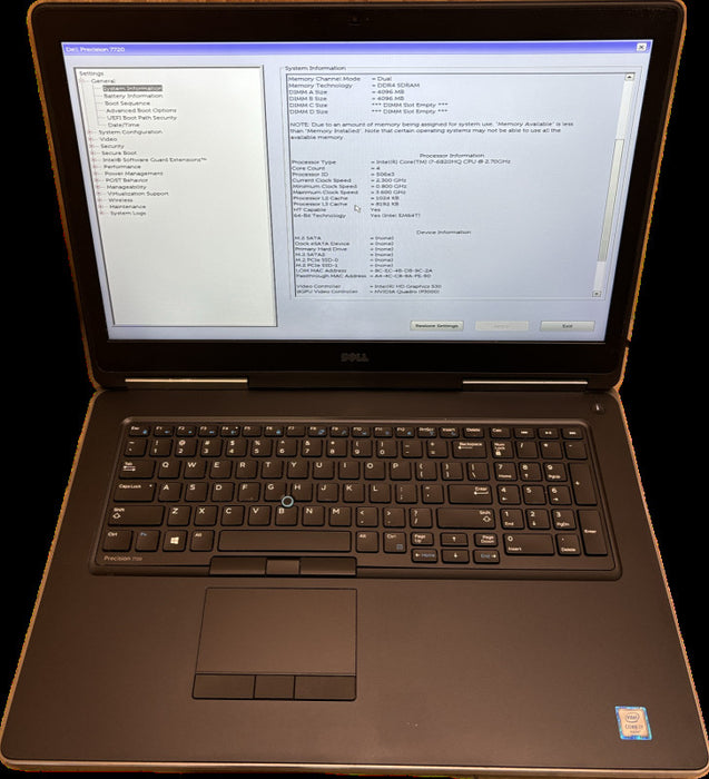 Dell Precision 7720 i7-6820HQ QUADRO P3000 For Parts Or Repair READ!  Lap200