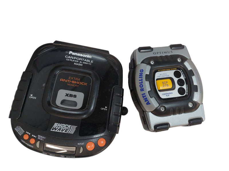 Bundle of 2 Old Portable Music Players , 1 Cassette , 1 CD  =