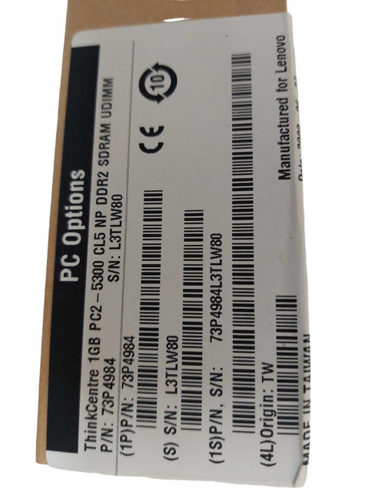 ThinkCentre 1GB PC2-5300 CL5 NP DDR2 SDRAM UDIMM PN: 73P4984 Q=