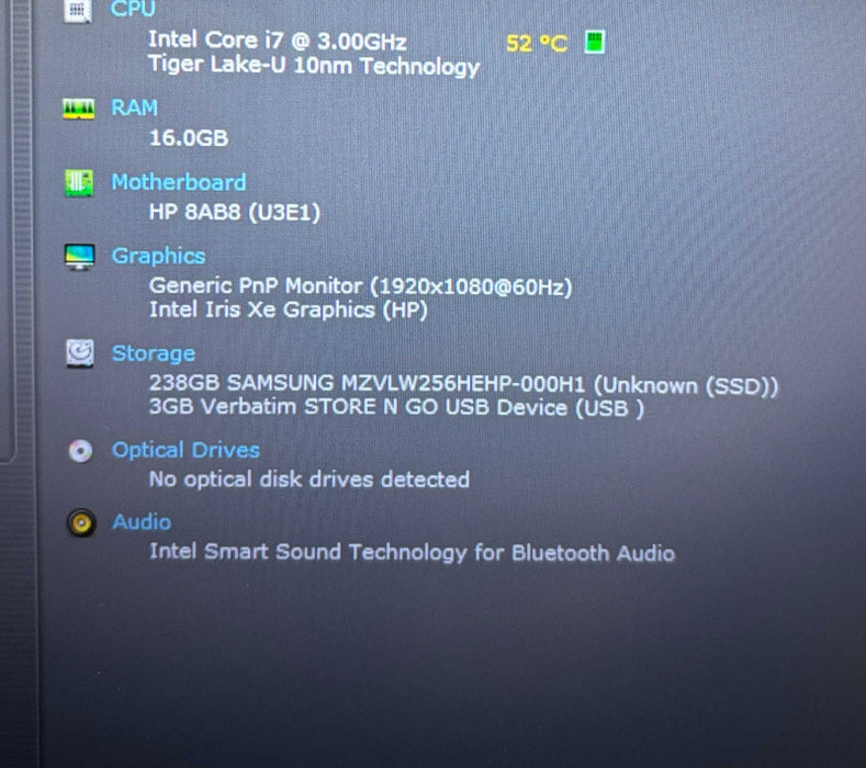 HP EliteBook 840 G8 Intel Core i7-1185G7@3GHz 16GB RAM 256GB SSD Q Lap200
