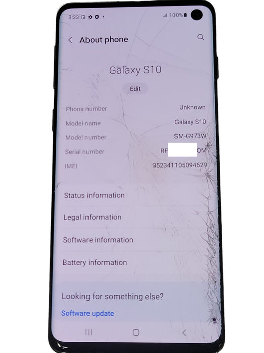 Samsung Galaxy S10 128GB SM-G973W Unlocked Smart Phone, READ _