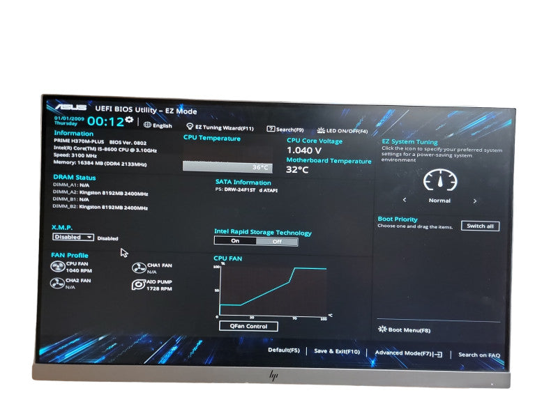 Custom PC PRIME H370M - PLUS   i5 - 8600 CPU @ 3.10GHz 16GB DDR4 θ