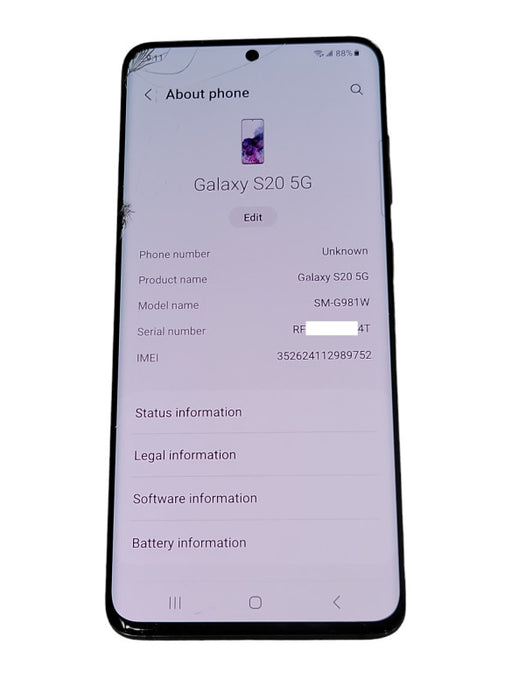 Samsung Galaxy S20 5G SM-G981W 128GB, READ _