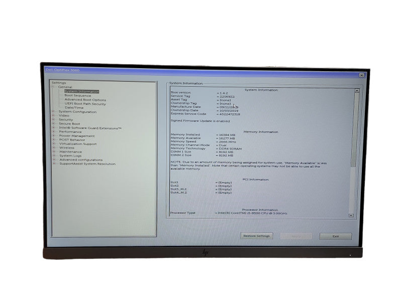 Dell OptiPlex 3060 SFF i5 - 8500 CPU @ 3.00GHz 16GB DDR4 Ram Qθ