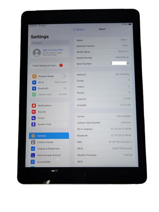 Apple iPad Air 2 32GB (A1567) WI-FI ONLY  _
