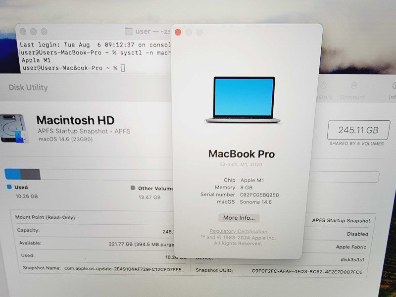 Apple Macbook Pro 2020 13" 8-Core M1 @ 3.2GHz 8GB Ram 256GB SSD (