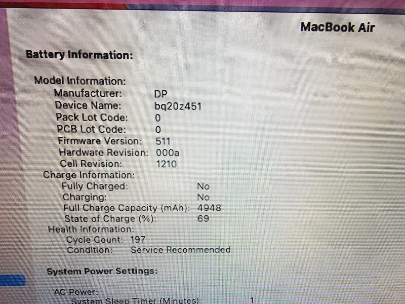 Apple Macbook Air 2017 2-Core i7-5650U @ 2.2 GHz 8GB DDR3 512GB SSD (