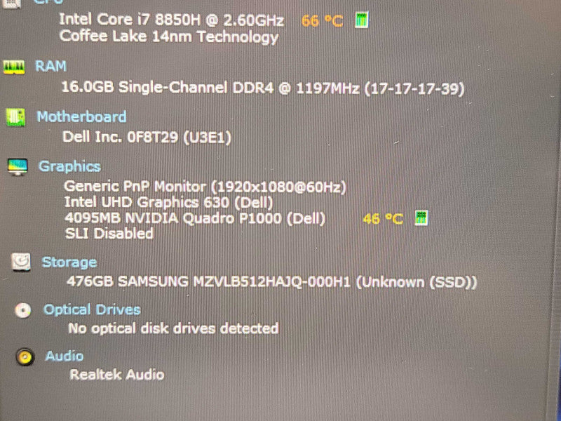 Dell Precision 5530| i7-8850H| 16GB DDR4| Quadro P1000| 512GB M.2  No Battery β Lap200