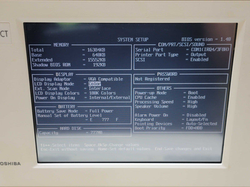 Vintage Toshiba Satellite Pro T2400CT| 486DX2-50| 16KB RAM | NO HDD  β