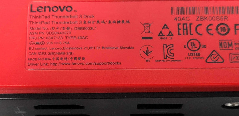 Lenovo ThinkPad Thunderbolt 3 Docking Station 40AC Q_