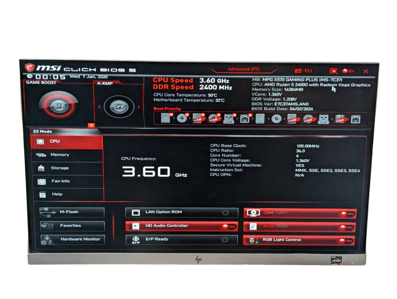 MSI MPG X570 Gaming Plus (MS-7C37) with 16GB RAM & Ryzen 5 2400G -