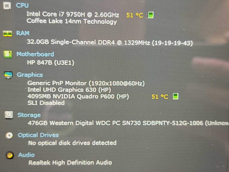 HP ZBook 15v G5| i7-9750H| 32GB DDR4| Quadro P600| 512GB SSD no battery  Qβ Lap200