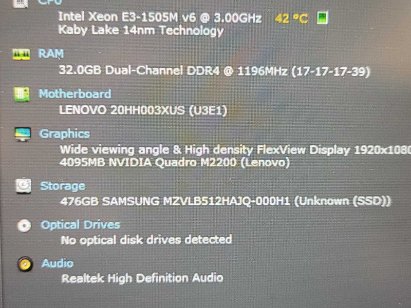 Lenovo ThinkPad P51| Xeon E3-1505v6| 32GB DDR4| Quadro M2200| 512GB SSD  β Lap200