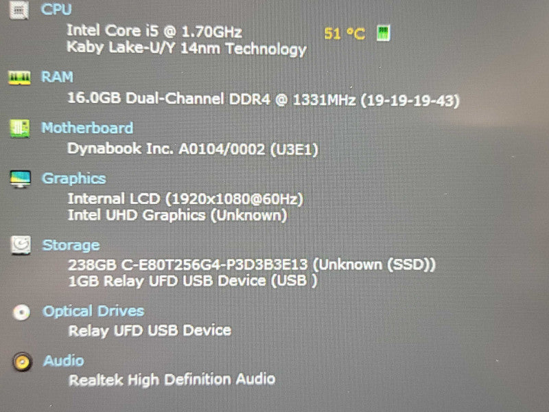 Dynabook Tecra A40-G| i5-10310U| 16GB DDR4| 256GB SSD BIOS LOCK  Qβ Lap200