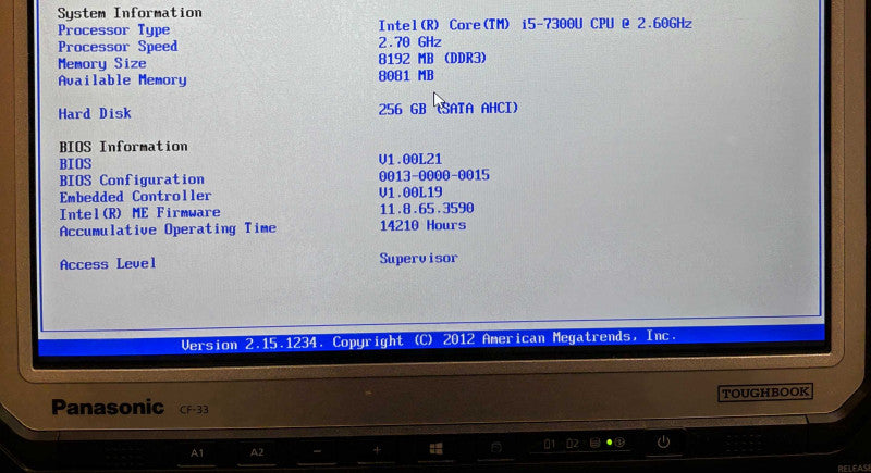 Panasonic ToughBook CF-33 TOUCH i5-7300U 8GB 256SSD 14210Hrs No Battery READ!