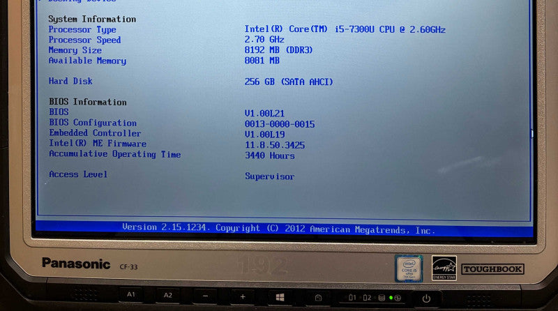 Panasonic ToughBook CF-33 TOUCH i5-7300U 8GB 256SSD 3440Hrs. No Battery READ!