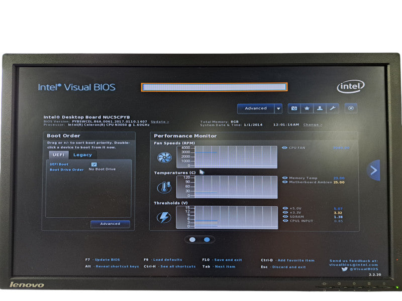Intel NUC5CPYH Mini PC | Celeron N3050 @ 1.60GHz, 8GB Ram, No HDD/OS