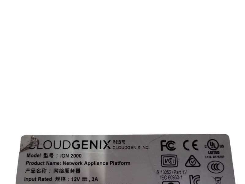 Cloudgenix ION 2000 Network Appliance Platform NO A/C ADAPTER, w/ Ears _
