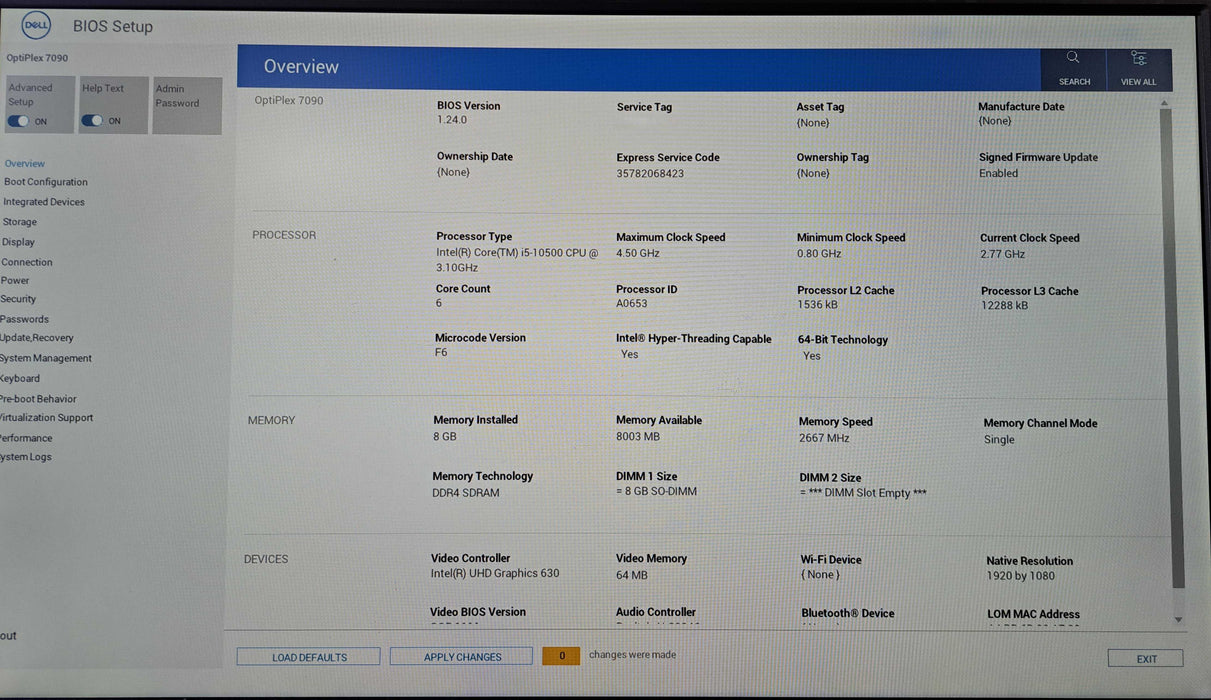 Dell OptiPlex 7090 Micro | Intel Core i5-10500, 8GB DDR4, 256GB NVMe *READ* )