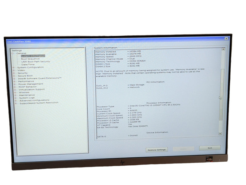 DELL OptiPlex 3080 Micro Intel i5-10500T @ 2.30Ghz 16GB RAM & 256GB NVMe  -