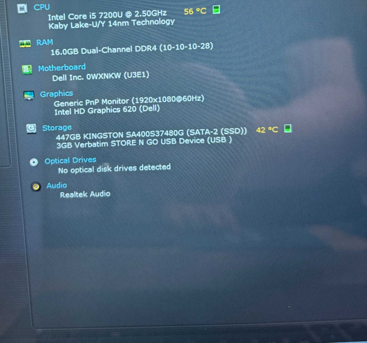 Dell Inspiron 13-5378 TOUCH Intel Core i5-7200U@2.5GHz 16GB 480GB SSD READ!  Lap200