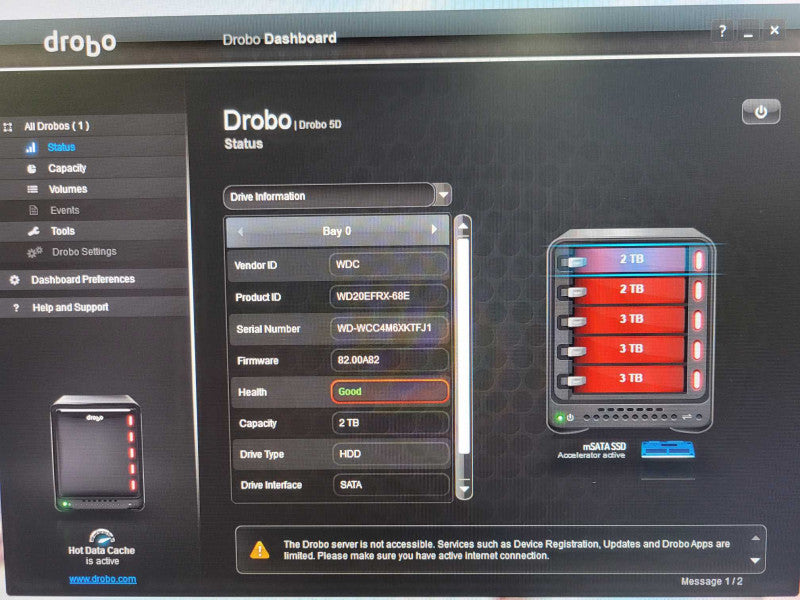 Drobo 5D (DRDR5-A) 5 Bay Storage Hard Drive Array w/ 3x 3TB HDDs, READ _