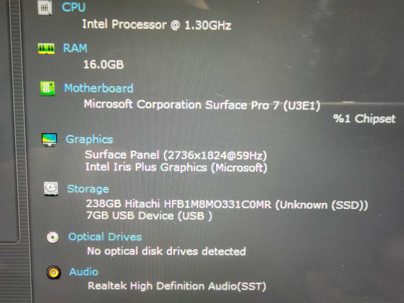 MS Surface Pro 7 1866 | 4-Core i5-1065G7 @1.3GHz | 16GB RAM 256GB SSD - READ