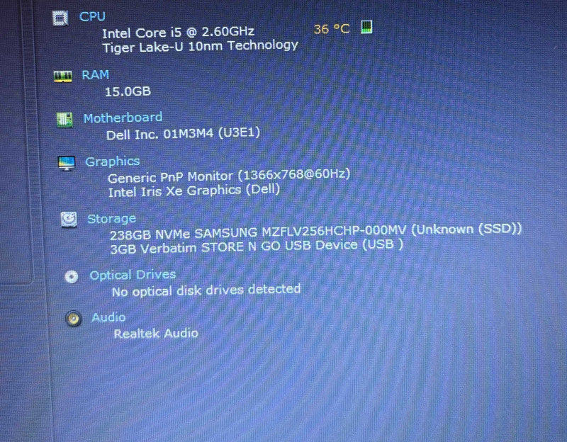 Dell Latitude 5420 Intel Core i5-1145G7@2.6GHz 16GB RAM 256GB SSD  Lap200
