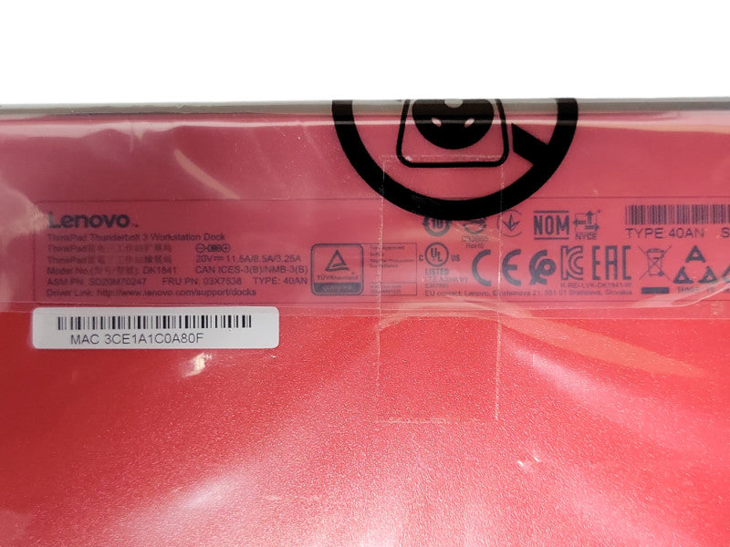 Open-Box Lenovo Thinkpad thunderbolt 3 workstation dock 40AN _