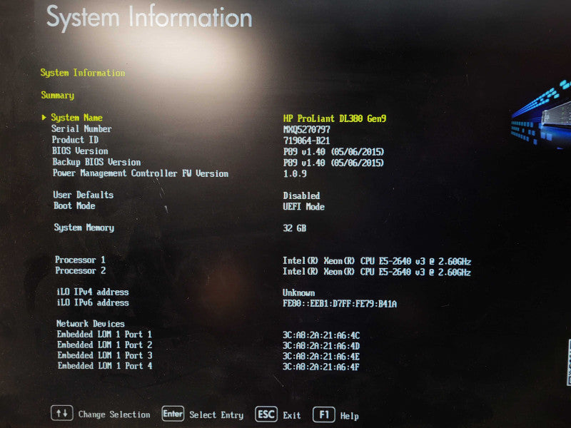 HP DL380 Gen9 2U 8x 2.5", 2x E5-2640 v3 2.6GHz, 32GB DDR4, P440ar $