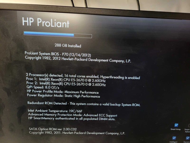 HP ProLiant DL380p Gen8 2U 8x 2.5", 2x E5-2670 0 2.6GHz, 288GB RAM, P420i $
