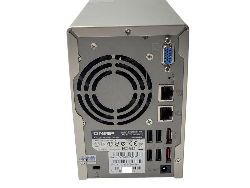 QNAP SYSTEMS TS-259 PRO+ NETWORK ATTACHED STORAGE w/ 2x 2TB HDDs _
