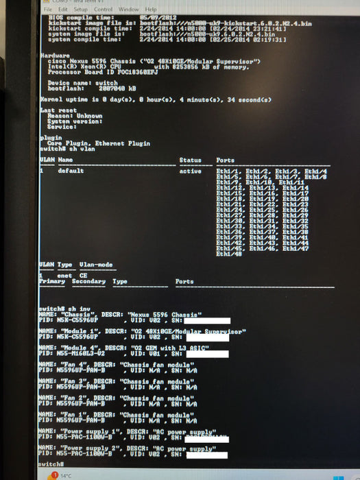 Cisco Nexus 5596UP 48 Port 10Gbps FC SFP+ Switch N5K-C5596UP W/ 2x PWS $