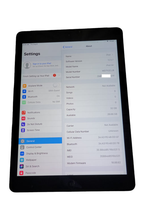 Apple iPad Air 32GB, Wi-Fi, A1475 _