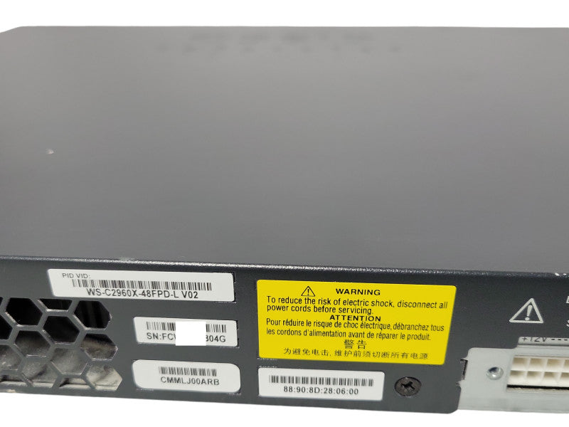 Cisco WS-C2960X-48FPD-L 48-Port Gigabit PoE+ 740W 2x 10G SFP+ Managed Switch  Q_