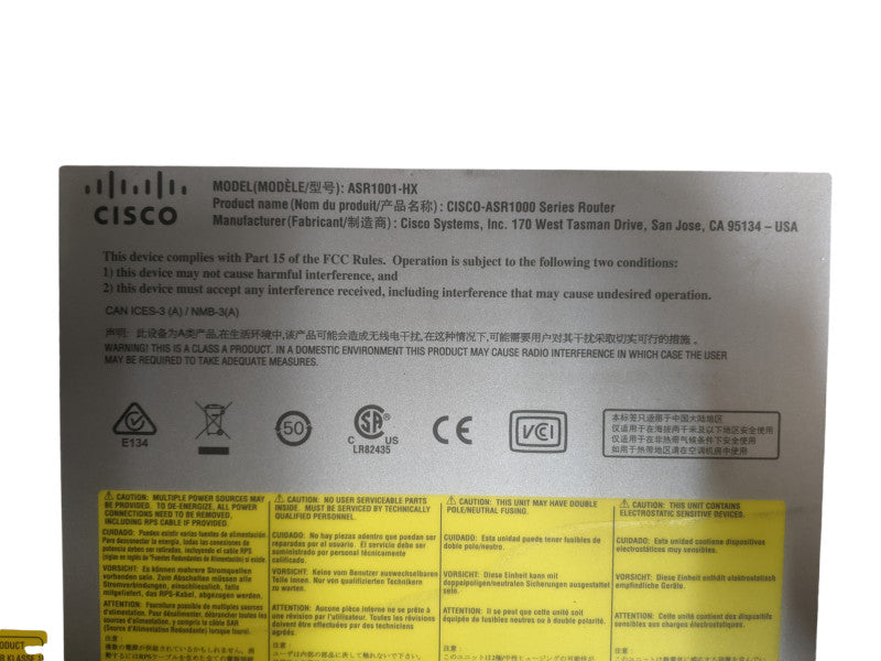 Cisco ASR 1001-HX 8-Port 10GbE SFP Aggregation Services Router