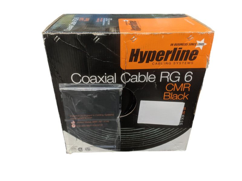 Coaxial Cable RG 6 CMR Black | COAX-RG6-CMR-BK-PB-305 Pull Box | 636 ft.