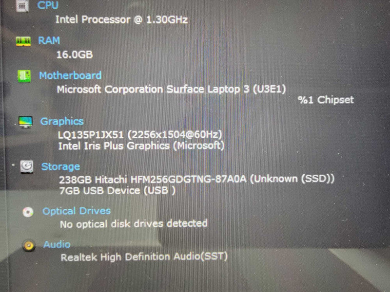 MS Surface Laptop 3 1867 | 4-Core i7-1065G7 @1.3GHz | 16GB RAM | 256GB SSD  Lap200
