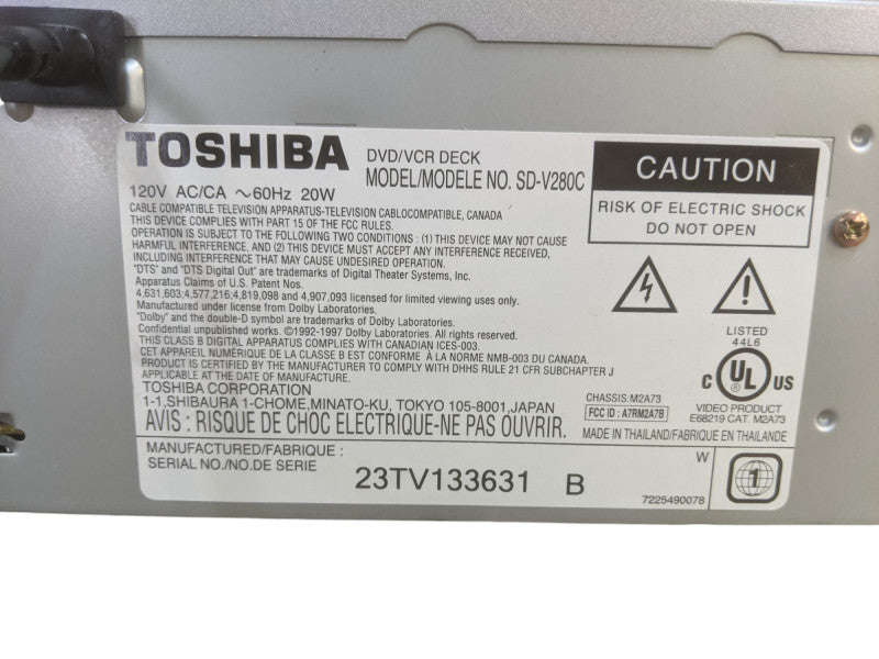 Toshiba  DVD/VCR Deck SD-V280C