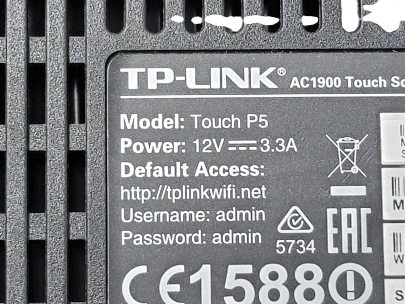TP-Link Touch P-5 AC1900 Wi-Fi Gigabit Router with Touch Screen & Power Adapt