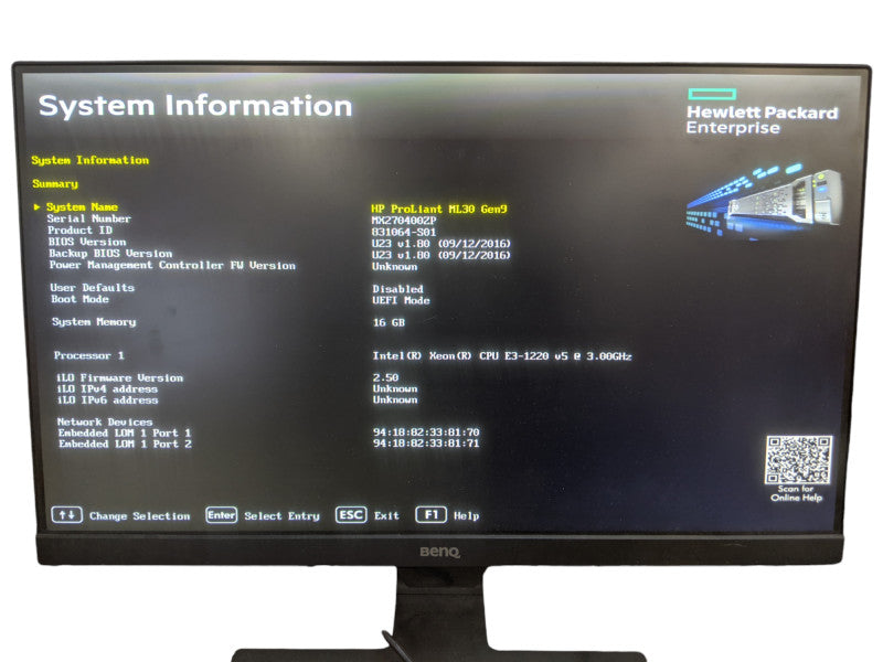 HP ProLiant ML30 Gen9 | Xeon E3-1220 v5 | 16GB DDR4 | No HDD | B140i RAID