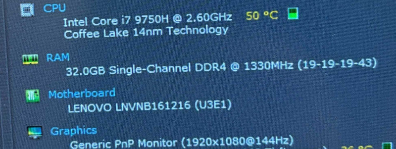 Lenovo Legion Y540-15IRH i7-9750H@2.6GHz GTX 1660 Ti 6GB GPU 32GB RAM 512SSD  Lap200