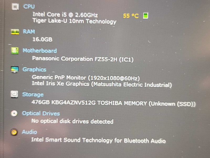 Panasonic ToughBook FZ-55| i5-1145G7| 16GB DDR4| 512GB SSD READ  β Lap200
