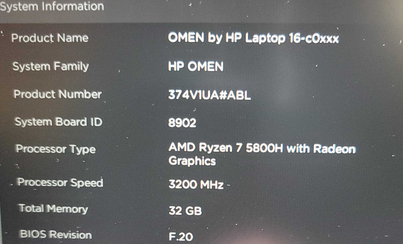 HP Omen 16| Ryzen 7 5800H| 32GB DDR4| RX 6600M| NO SD FOR PARTS/REPAIR  β Lap200