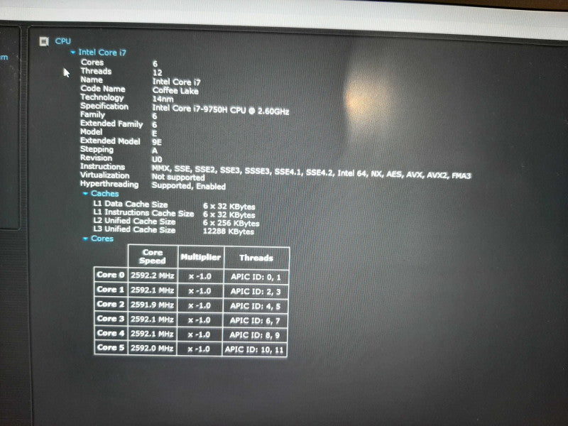 Dell XPS 15 7590 i7-9750H@2.6GHz GeForce GTX 1650 4GB GPU 16GB RAM 256GB  Lap200