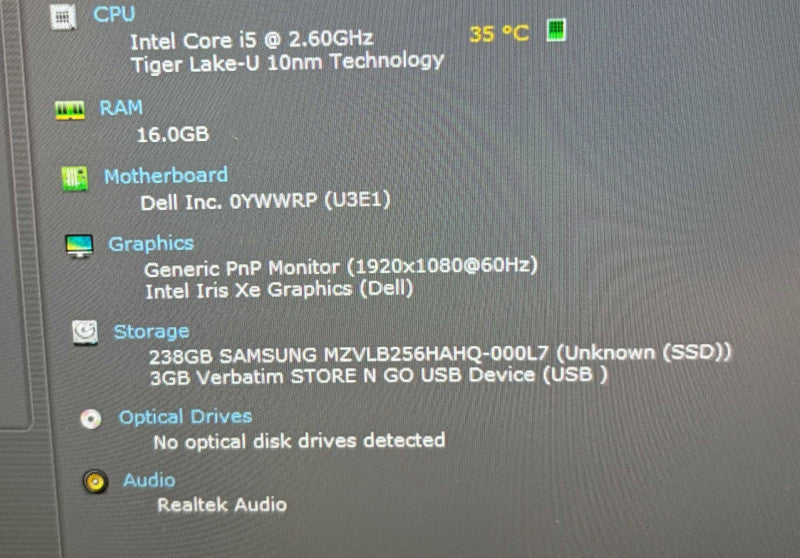 Dell Latitude 7420 Intel Core i5-1145G7@2.6GHz 16GB RAM 256GB SSD  Lap200