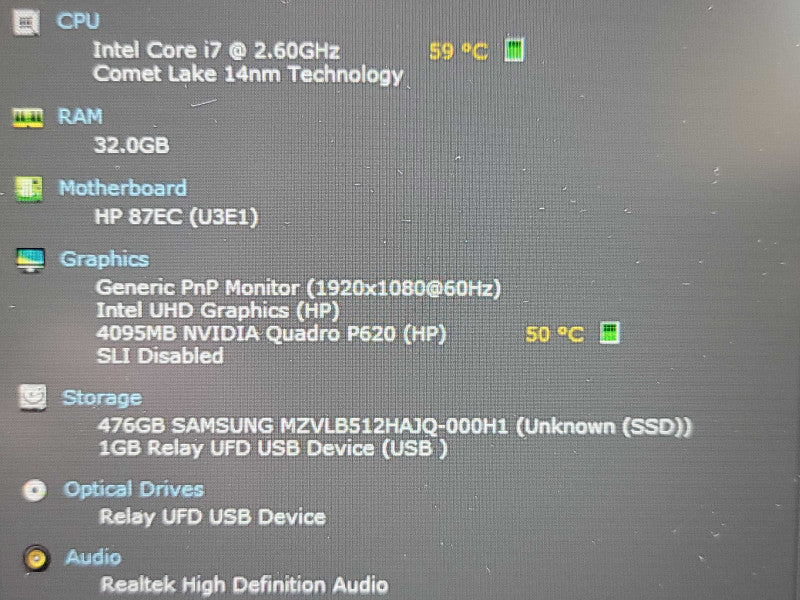 HP ZBook Power G7| i7-10850H| 32GB DDR4| Quadro P620| 512GB SSD No Battery  β Lap200