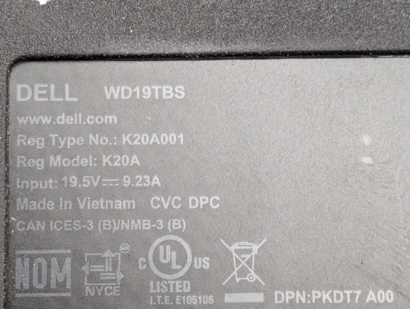 DELL WD19TB USB-C Thunderbolt docking Station  Q-
