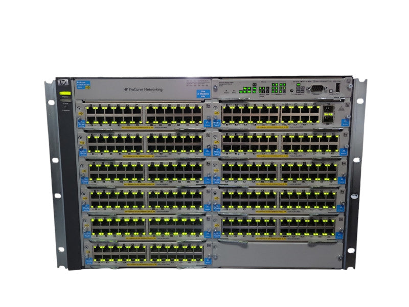 HP E5412 zl J8698A Switch Chassis w/ 4x PSU, 10x J9534a and 1x J9536A Modules Q_